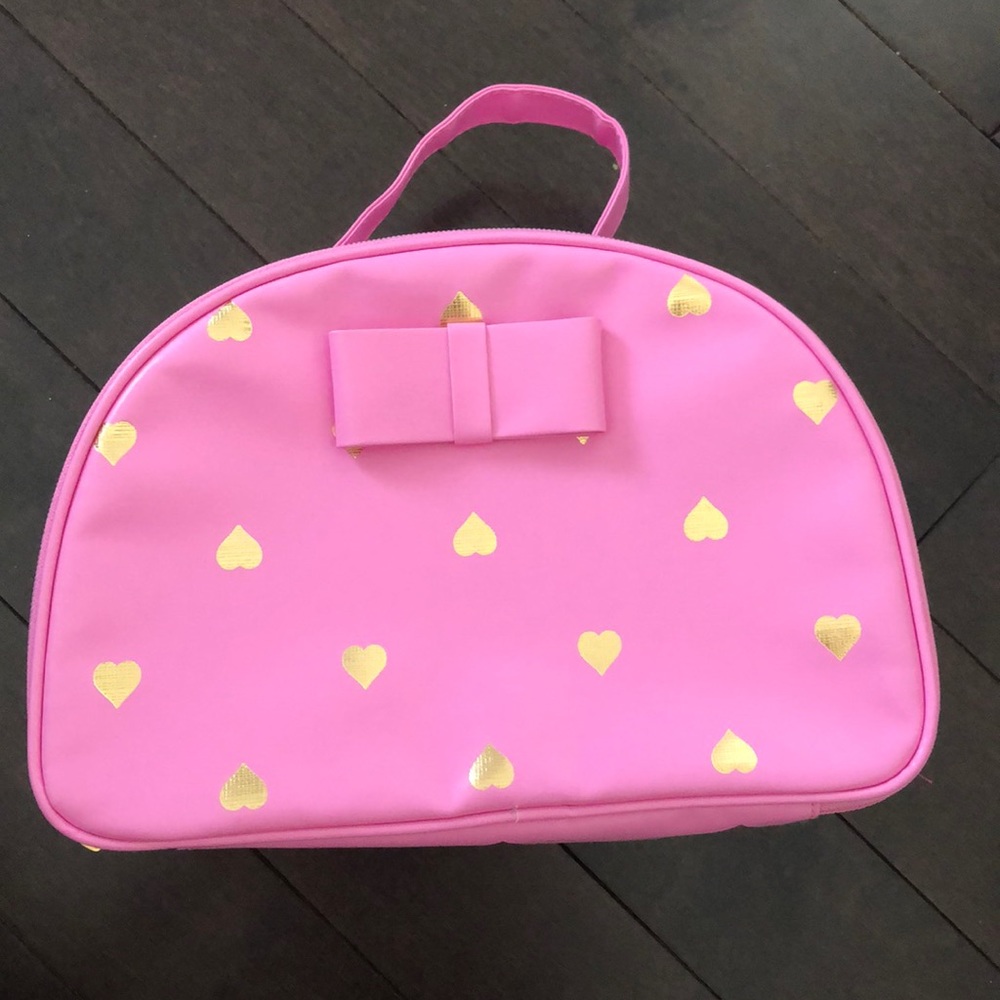 F21 Pink Heart Gold Makeup Case
